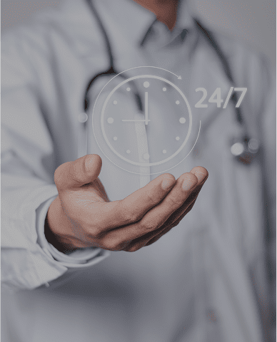 Doctor offering 24/7 healthcare service.