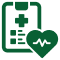Medical clipboard and heart health icon.